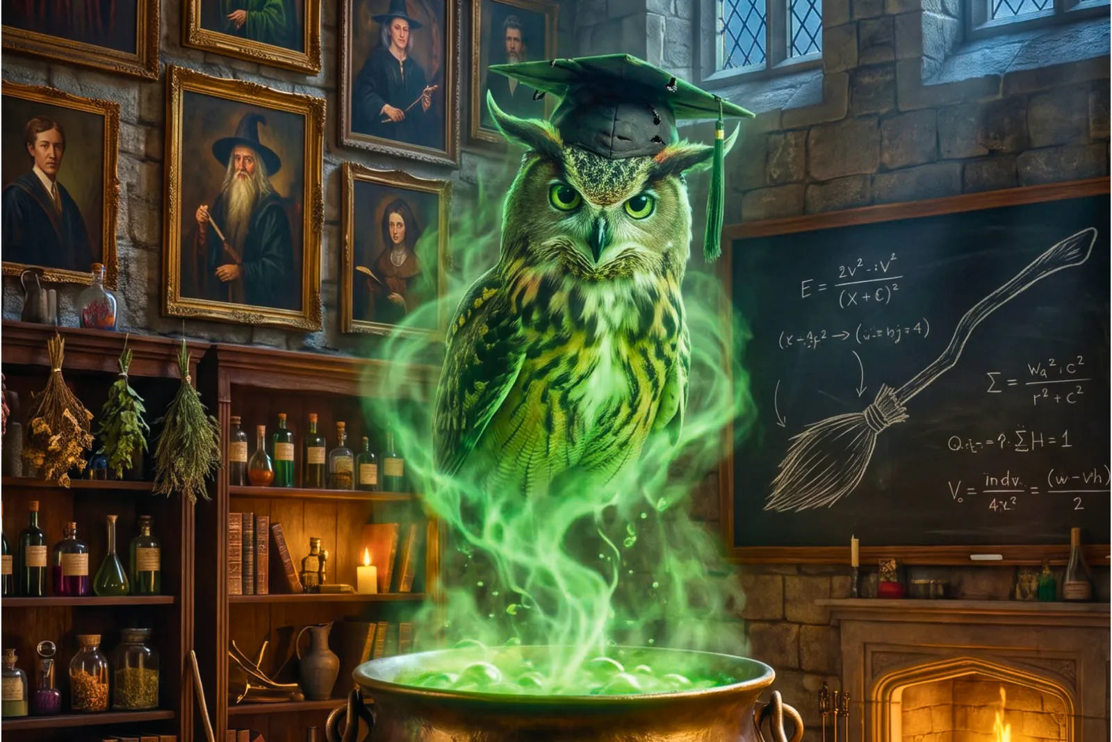 The owl and the cauldron, in Magic University