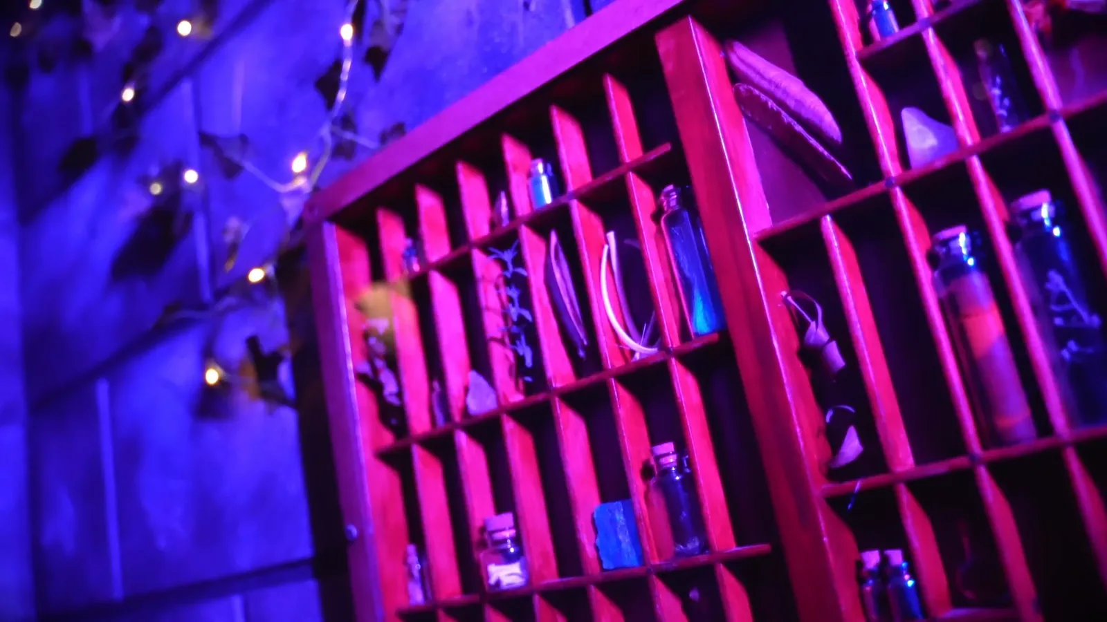 The potion shelves, in The Wizard’s Chamber